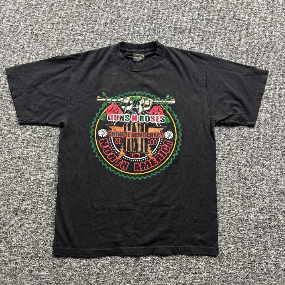 Vintage 2006 Guns N Roses Rock Band Chinese Democracy Black Tour T-Shirt Large
